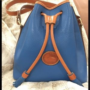 Vintage Dooney and Bourke Large French Blue Drawstring Bag